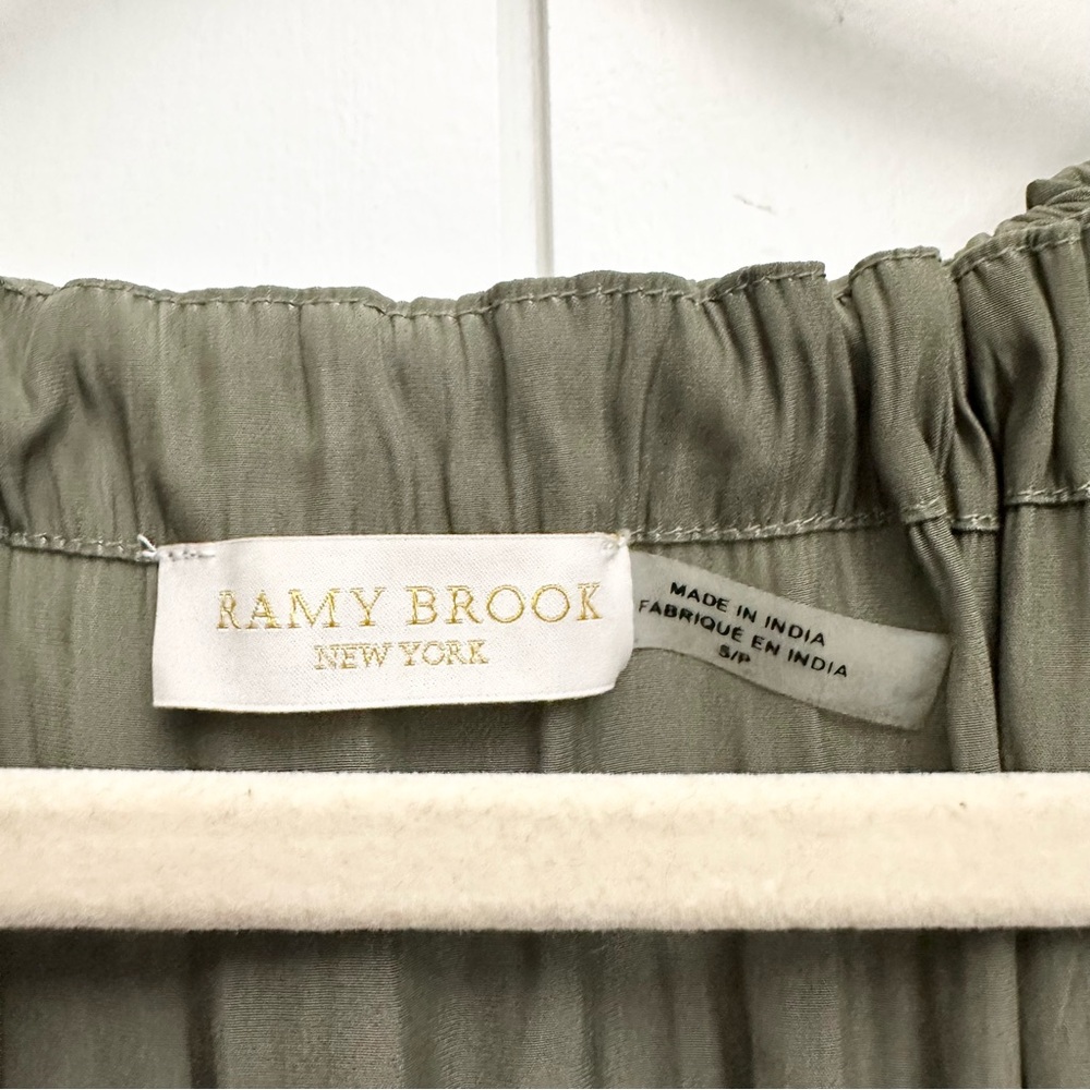 Ramy Brook Ralphie Ruffle Mini Dress In Olive Green Size Small - Picture 7 of 9